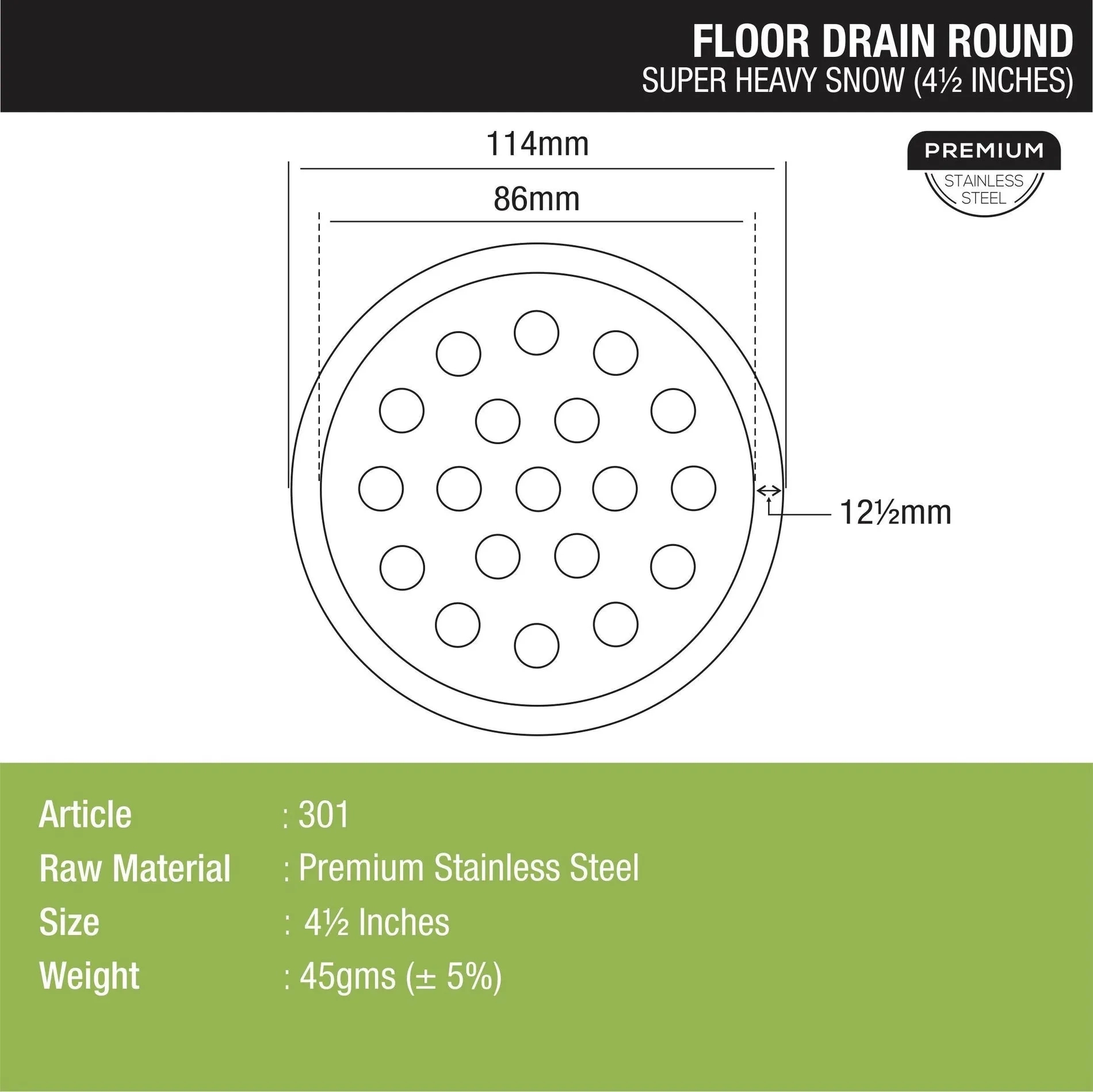 Lipka Super Heavy Snow Round Floor Drain (4.5 inches) 1