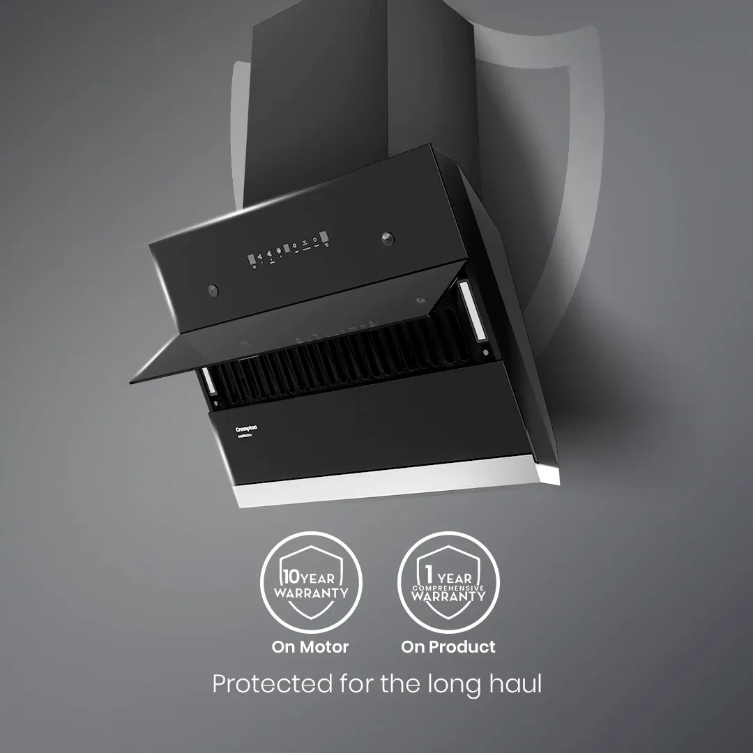 Crompton IntelliMotion Inclined 60cm Filterless Chimney by Crompton : Colours available: Black 4 6