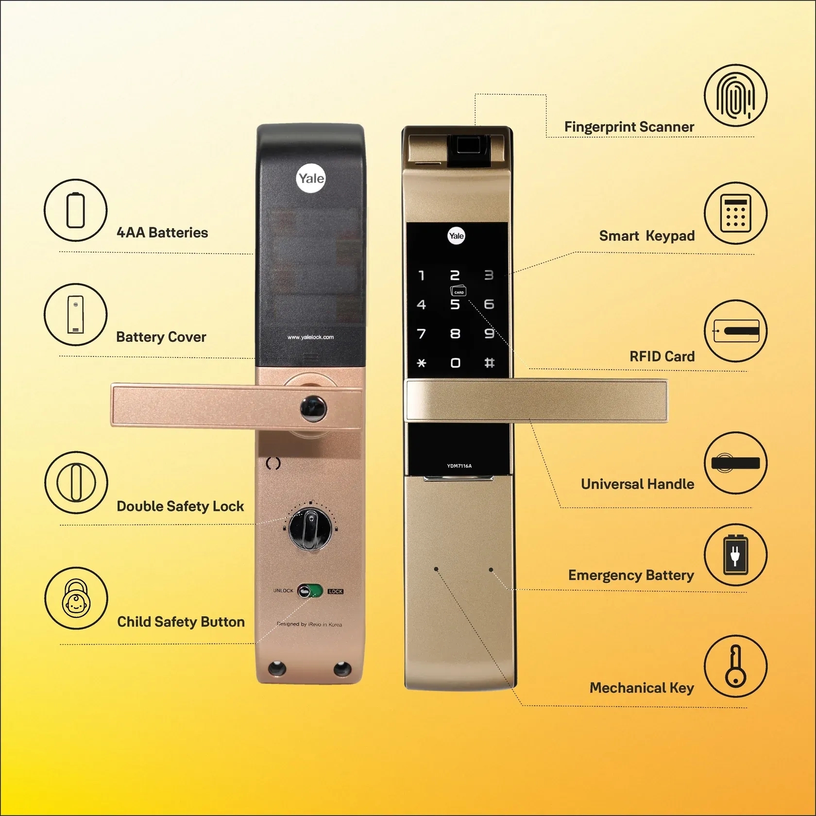 YDM 7116A Smart Lock - Champagne Gold by Yale 4 5