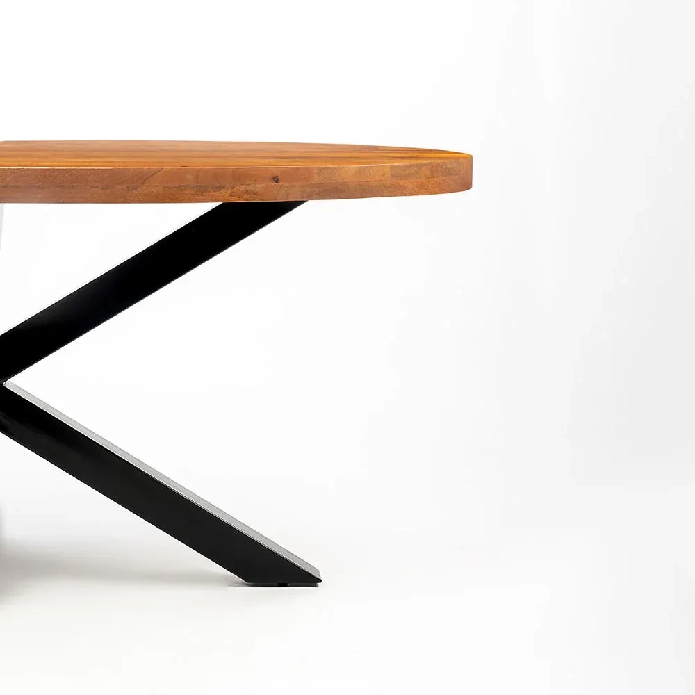 LivingShapes Xerone Wooden 6 Seater Dining Table with Iron - Brown by Living Shapes : Colours available: Brown, Black 8 6