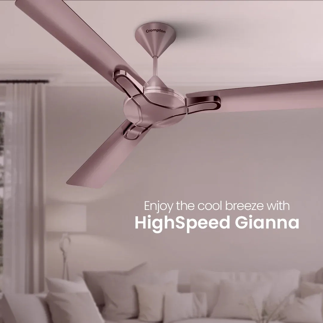 Crompton High Speed Gianna | Star Rated Ceiling Fan - Rose Ash by Crompton : Colours available: MistyRose 12 1