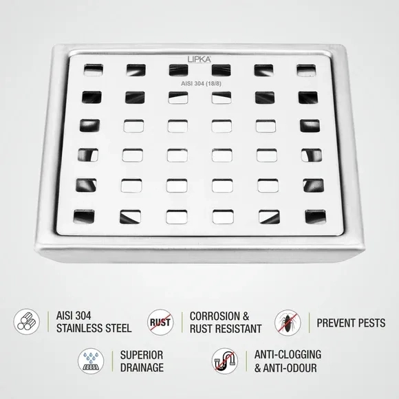 Lipka Red Exclusive Square Floor Drain (5 x 5 Inches) 3