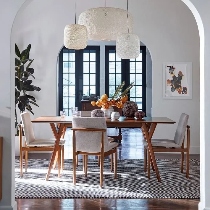 Asian Arts Mid-Century Modern Dining Table | Solid Wood With Angled Legs by Asian Arts : Colours available: Brown