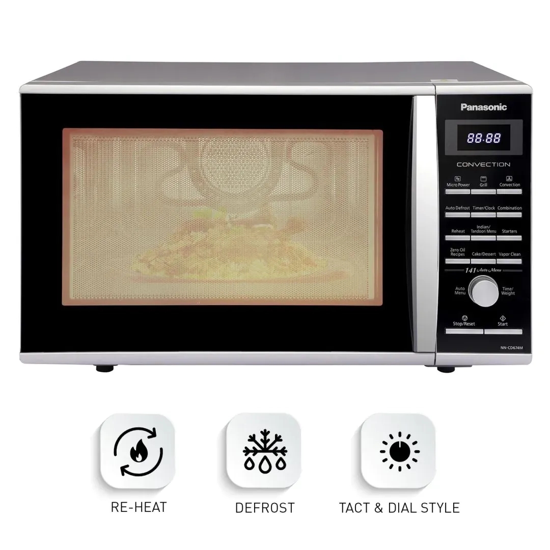 Panasonic 27L Convection Microwave Oven (NN-CD674MFDG, Silver, Rotisserie, Crispy Tawa, Magic Grill, Zero Oil Recipes) by Panasonic : Colours available: Grey 3 5