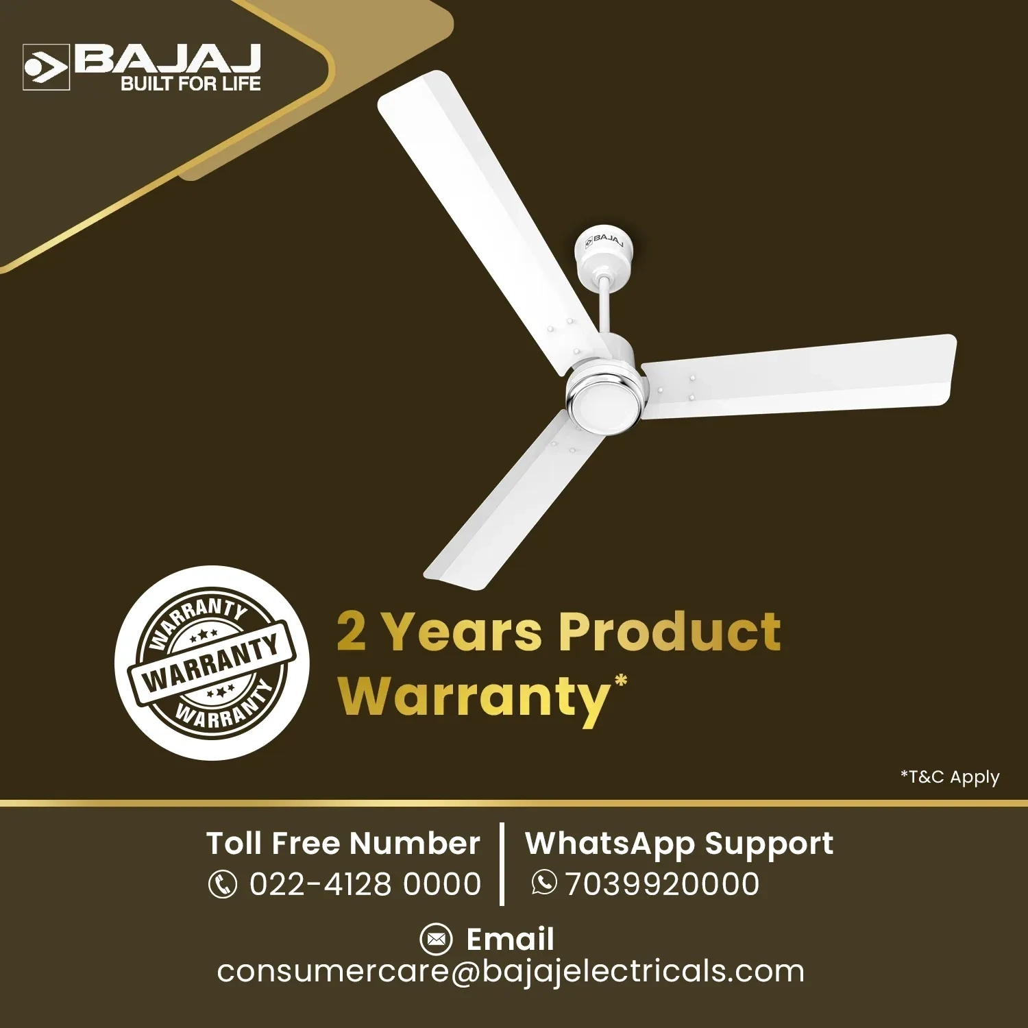 Bajaj Classico Sleek Plus 1200mm Ceiling Fan - Base White by Bajaj : Colours available: White 9 3
