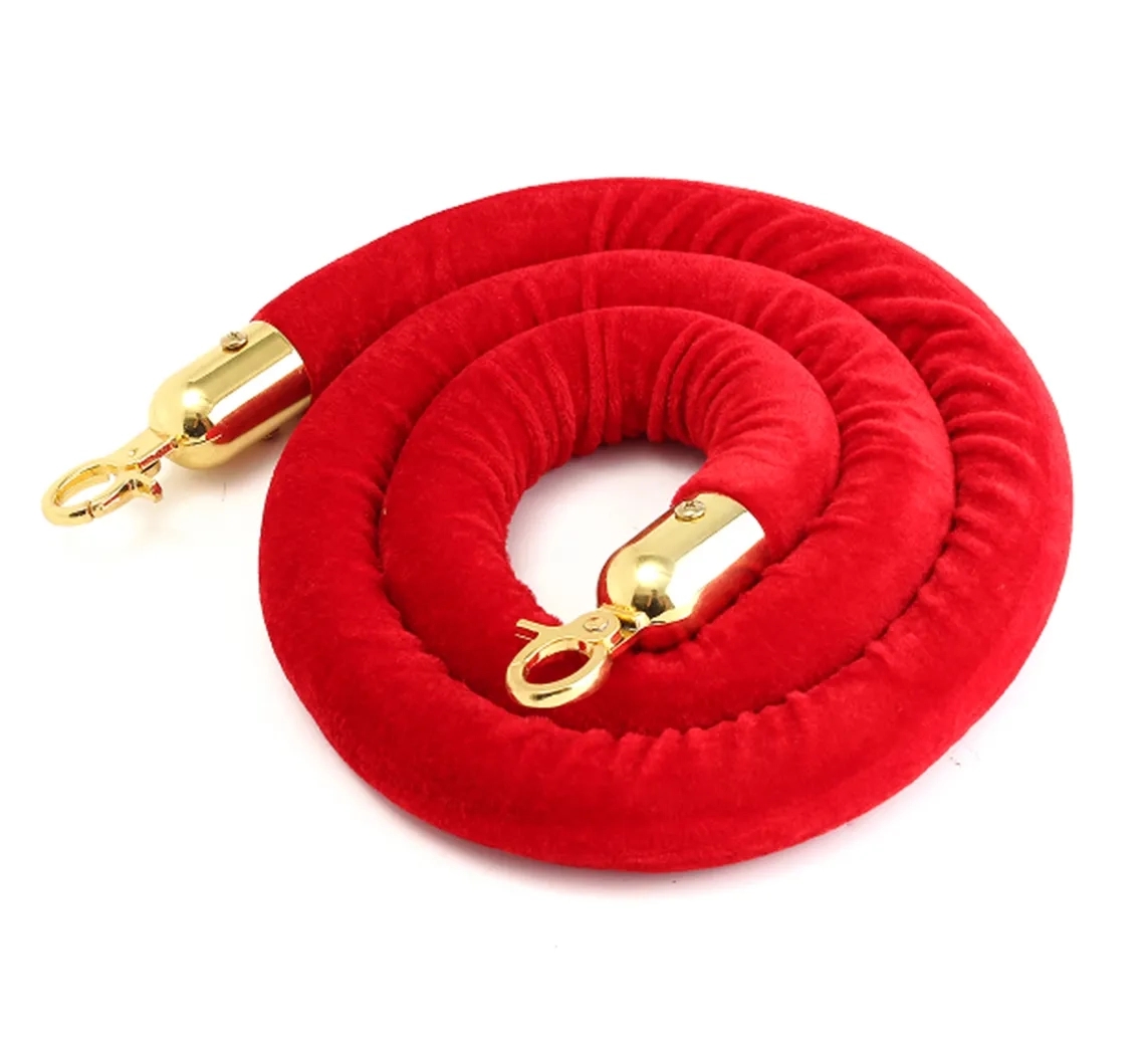 Dolphy Red Velvet Queue Manager Rope With Golden Hooks DQMG0006 by Dolphy for Hotel : Colours available: Red