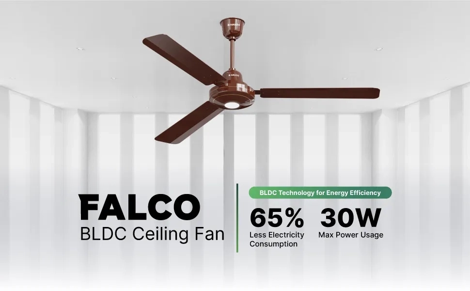 ZunPulse Falco BLDC High Speed 1200 mm Remote Controlled 3 Blade Ceiling Fan (Brown) by Zunpulse : Colours available: Brown 9 5