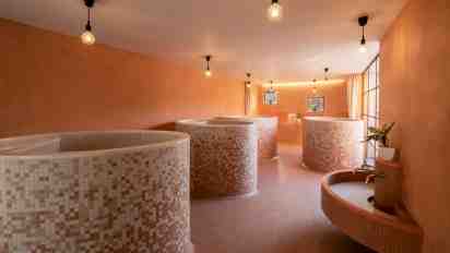 Restroom in Toy Blocks Kindergarden School