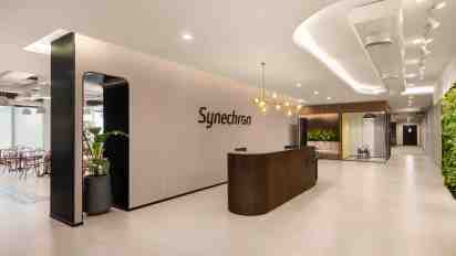 Office Reception in Designing Synechron’s Pune office