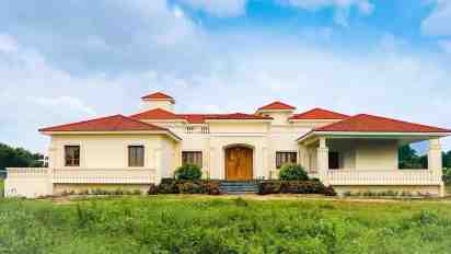 House Exterior of Countryside Farmhouse