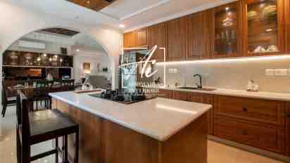 Open Kitchen with Dining Area In 4 BHK Mantri Espana Apartment