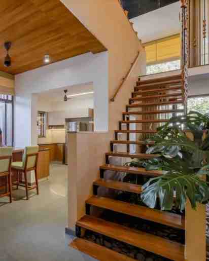 Staircase in Kakkanad Road Residence