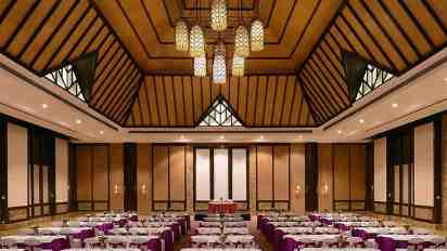 Banquet Hall Interior with Pendant Chandeliers in Ananta Resort