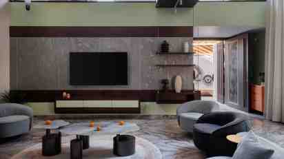 Living Room in Green Serene House