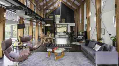 Living Room in The Timber Residence