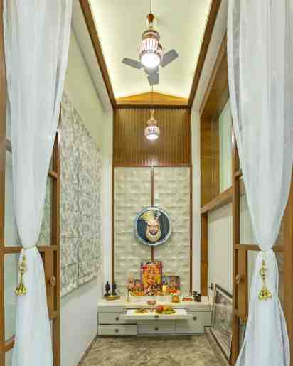 Pooja Room in 1200 Sft Villa