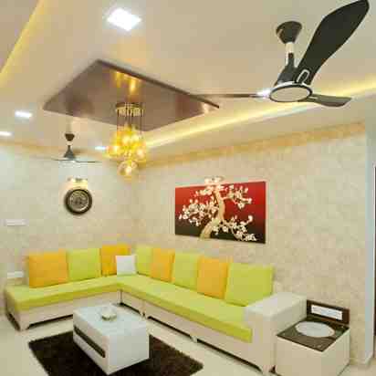Living Room False Ceiling Work by Om Sakthi Decors
