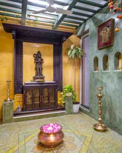Traditional Pooja Room In Urban Oasis House