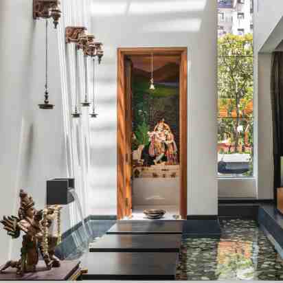 Pooja Room in Skewed House