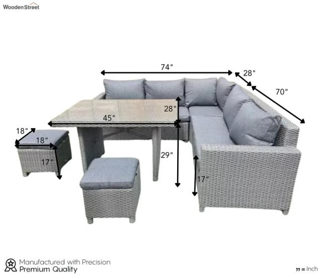 Devoko 5-Piece Outdoor Patio Furniture Set – Grey 2