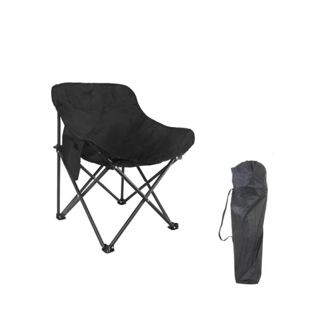 Corvids Foldable Camping Chair with Oxford Fabric | Comfortable & Lightweight Chair for Hiking, Picnic, Garden & Outdoor Use (Black, Medium)