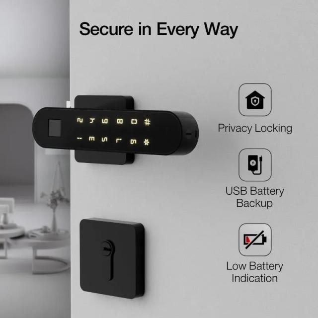 Ozone Smart Bluetooth Internal Lock with Rose Plate for Wooden & Metal Doors - OZ-FDL-22-R LIFE BLACK 4