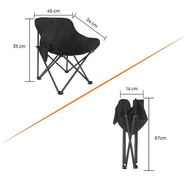 Corvids Foldable Camping Chair with Oxford Fabric | Comfortable & Lightweight Chair for Hiking, Picnic, Garden & Outdoor Use (Black, Medium) 3