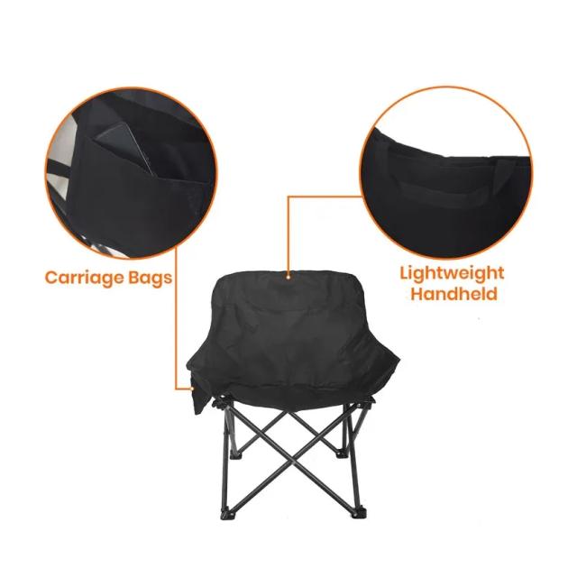 Corvids Foldable Camping Chair with Oxford Fabric | Comfortable & Lightweight Chair for Hiking, Picnic, Garden & Outdoor Use (Black, Medium) 1