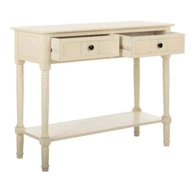 Asian Arts Farmhouse White Console Table With 2 Drawers & Lower Shelf | Entryway Accent 1