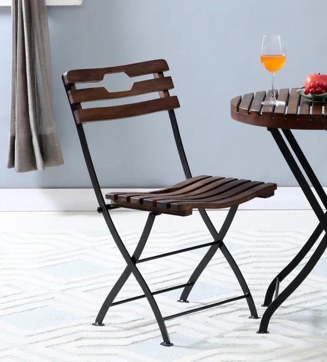 Pepperfry Mexico Metal Folding Chair in Provincial Teak Finish