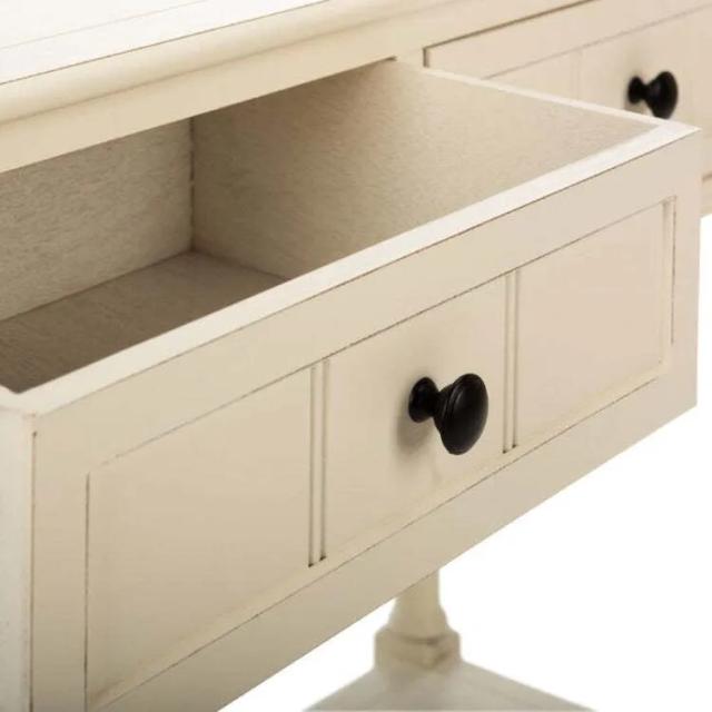 Asian Arts Farmhouse White Console Table With 2 Drawers & Lower Shelf | Entryway Accent 2