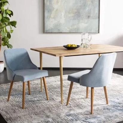 WoodenTwist Mid-Century Slate And Gold Finish Dining Chair (Set Of 2) 8