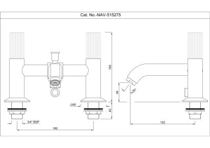 Artize H Type Bath and Shower Mixer - Black Pearl PVD - NAV-BLP-515275 1