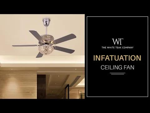 The WhiteTeak Infatuation (132 cm Span, Silver Finish Metal Body, Silver Finish Solid Wood) Crystal Chandelier Ceiling Fan video thumbnail