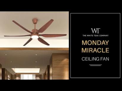 TheWhiteTeak Monday Miracle (168 cm Span, Teak Finish Metal Body, Teak Finish ABS Blades) 3 Color LED With Remote Control Ceiling Fan video thumbnail