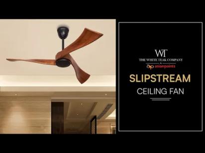 TheWhiteTeak Slipstream (132 cm Span, Black Finish Metal Body, Teak Wood Finish Solid Wood Blades) Ceiling Fan video thumbnail