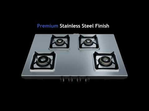 Glen 4 Burner Ultra Tuff Stainless Steel Gas Stove with Multi Ring Forged Brass Burner & Drip trays (CT1054UTDTSS) video thumbnail