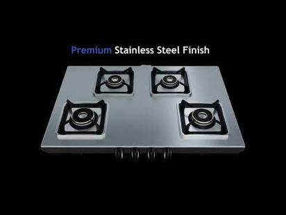 Glen 4 Burner Ultra Tuff Stainless Steel Gas Stove with Multi Ring Forged Brass Burner & Drip trays (CT1054UTDTSS) video thumbnail