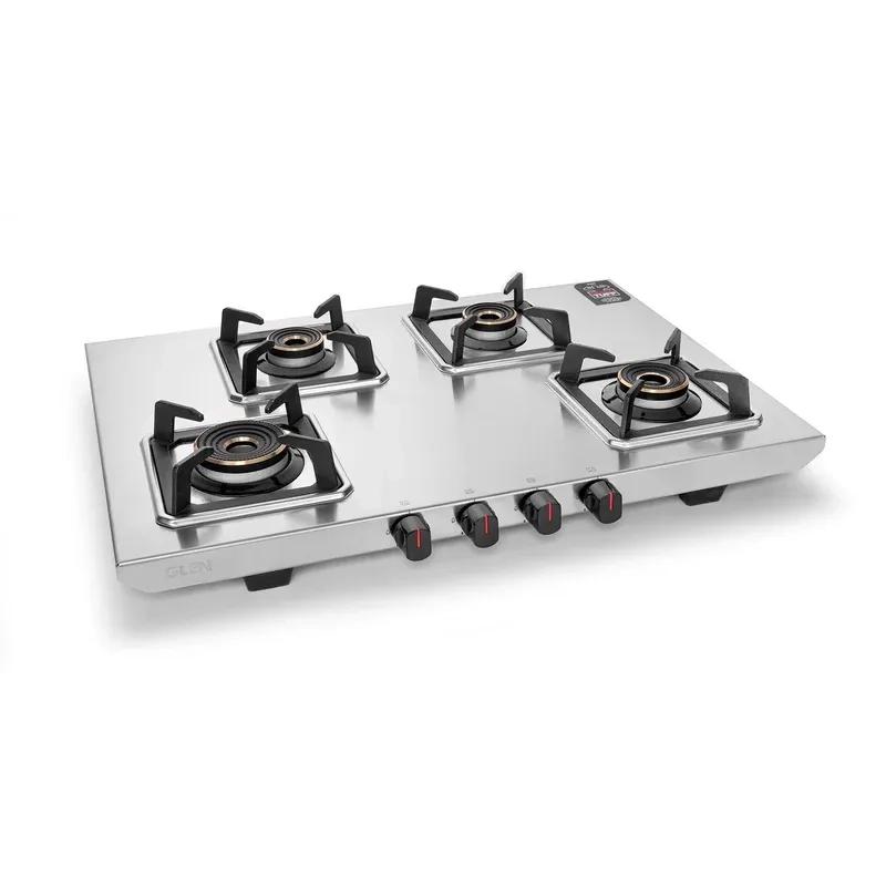 Glen 4 Burner Ultra Tuff Stainless Steel Gas Stove with Multi Ring Forged Brass Burner & Drip trays (CT1054UTDTSS)
