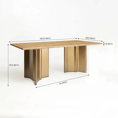 LivingShapes Omar Marble 8 Seater Dining Table with Iron - Brass / Travertine by Living Shapes : Colours available: BurlyWood, GoldMattPVD 4 4