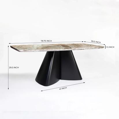 LivingShapes Chrome Marble 8 Seater Dining Table with Iron - Black / Toranto by Living Shapes : Colours available: Black, Brown 4 4