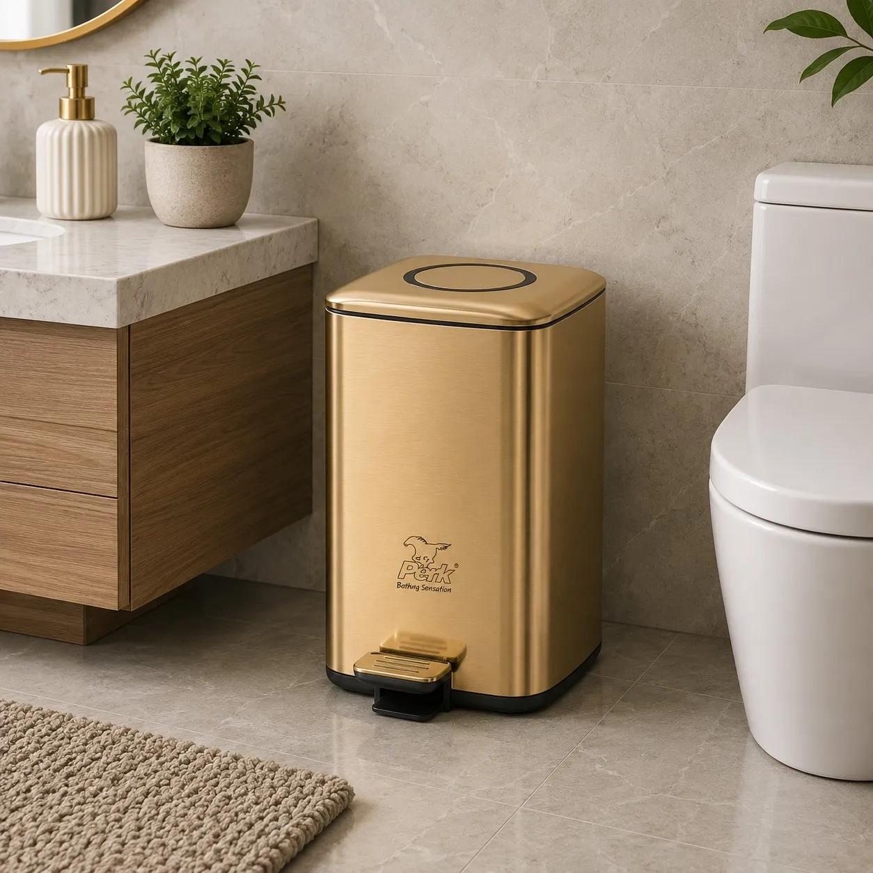 Perk Regent Dustbin 12 Litre - Gold