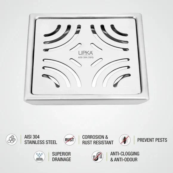 Lipka Purple Exclusive Square Floor Drain (5 x 5 Inches) 2