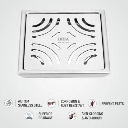 Lipka Purple Exclusive Square Floor Drain (5 x 5 Inches) 2