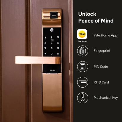 YDM 7116A Smart Lock Red Bronze YDM 7116A Smart Lock with Fingerprint PIN Code RFID Card Mechanical Key Bluetooth module by Yale 9 2
