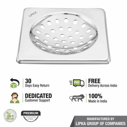 Lipka UNO Square Floor Drain (5 x 5 Inches) 4