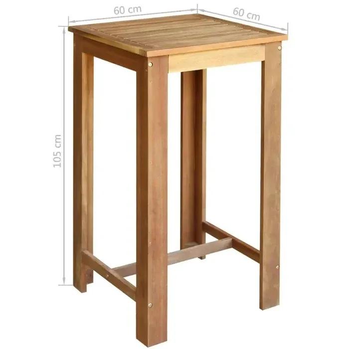 GKW Bar Table Set: 2 - Person Bar Height Acacia Solid Wood Bar Table Set 3