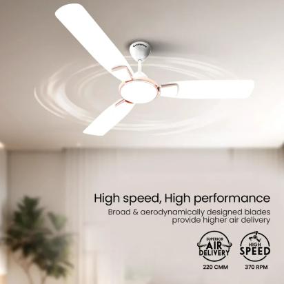 Crompton High Speed Toro | Star Rated Ceiling Fan - Sliver Magic White by Crompton : Colours available: White 3 2