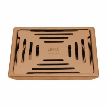 Lipka Green Exclusive Square Floor Drain in Antique Copper PVD Coating (6 x 6 Inches)