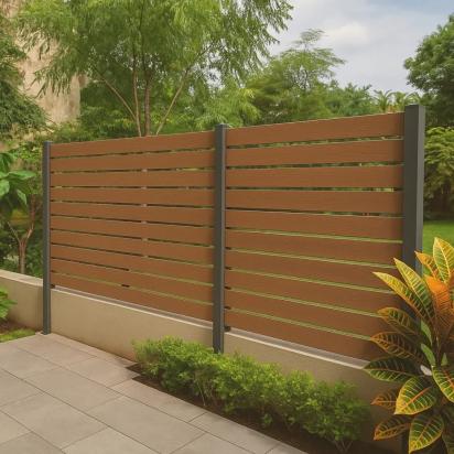 Justfence WPC Parition Fence by Justfence : Colours available: Brown 1 1